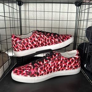 New womens 11 kenneth cole dyed calf hair sneaker pink red white black
